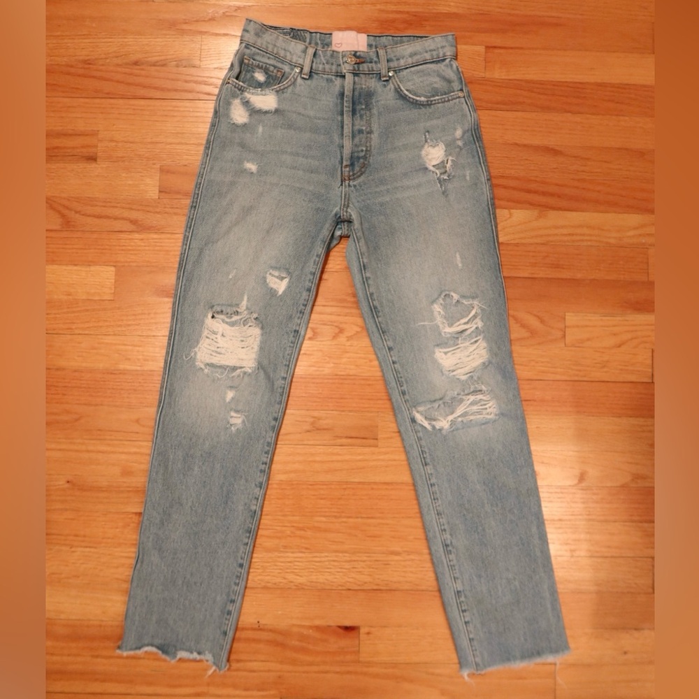 Revice Denim High-Waisted Light/Medium Wash Ripped Jeans